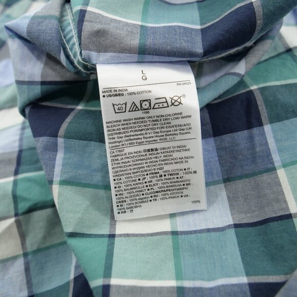 Banana Republic Shirt Mens Large Green Blue Button Up Plaid Slim Custom - Picture 14 of 14